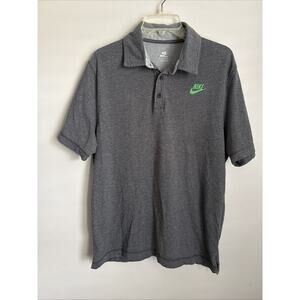 Nike Sportswear Golf Polo Shirt Heather Gray w/Green Logo Athletic Training XL